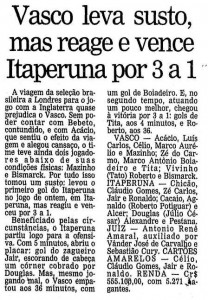 Aconteceu em 31 de março: Pelo Carioca de 1990, Vasco vence Itaperuna de virada