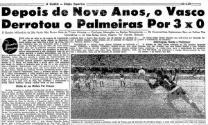 Aconteceu em 18 de abril – Vasco goleia Palmeiras por 3 a 0 pelo Torneio Rio-SP de 1959 e quebra jejum de 9 anos