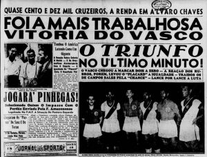 Vasco hoje (27/05/1944) – Vitória vascaína a 15 segundos do fim