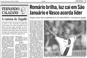 Vasco hoje (09/06/2007) – Os dois últimos gols de Romário
