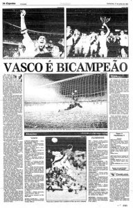 O Vasco hoje (16/06/1993) Bicampeão incontestável