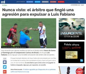 “Nunca visto: o árbitro que fingiu uma agressão para expulsar Luis Fabiano”