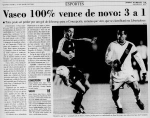 Em 2001, na última vez que o Vasco atuou em Concepción, vitória por 3 a 1