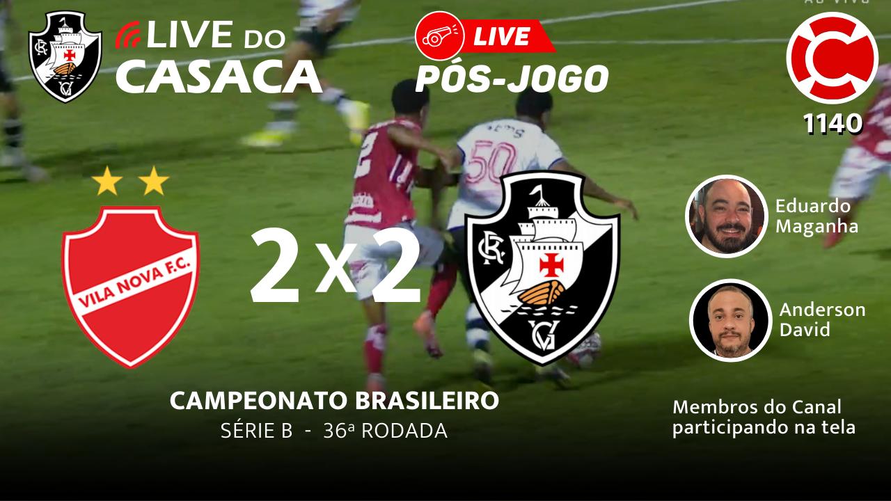 Live do CASACA 1140 / PÓS-JOGO – Vila Nova 2×2 VASCO
