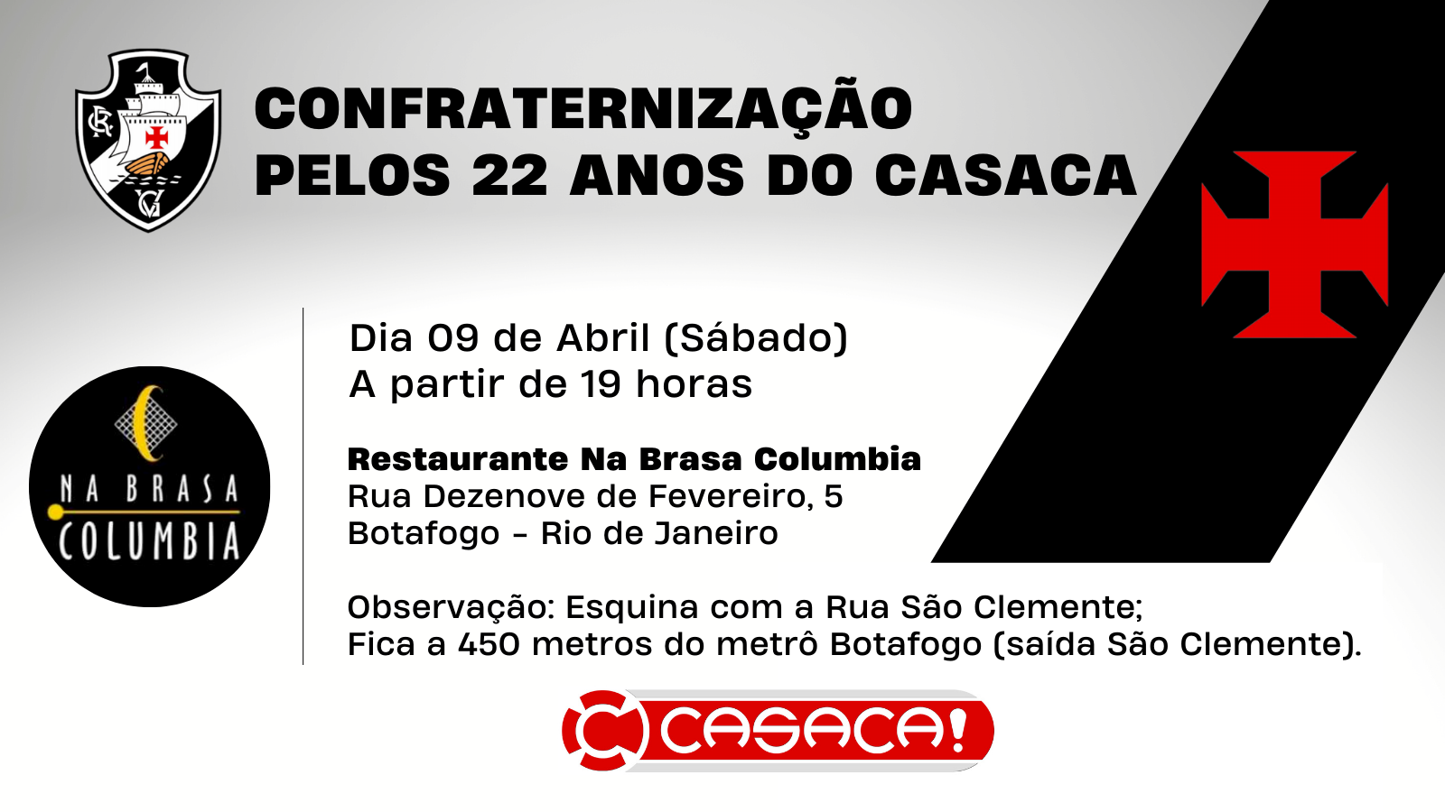 Confraternização de aniversário de 22 anos do CASACA será no próximo sábado